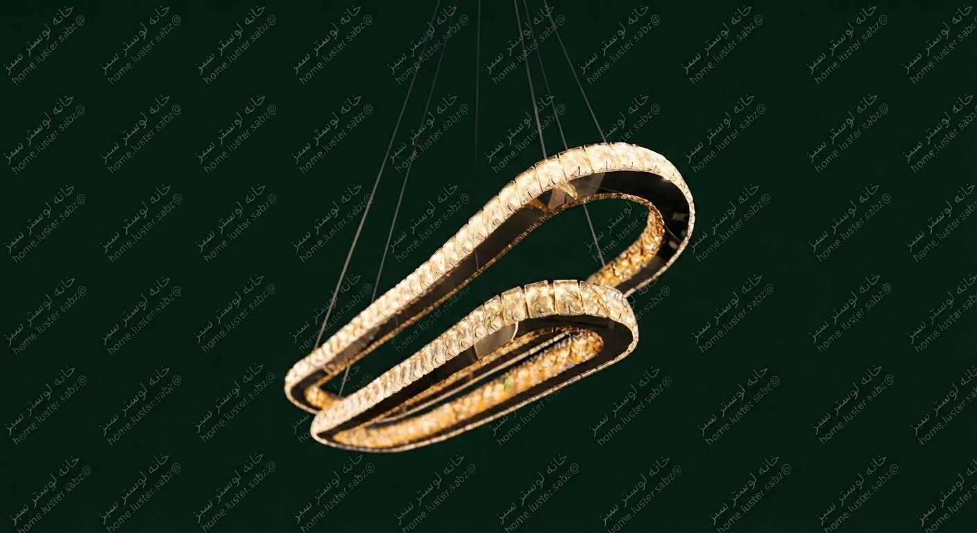 لوستر کریستالی بیضی دو طبقه ابعاد 100-80